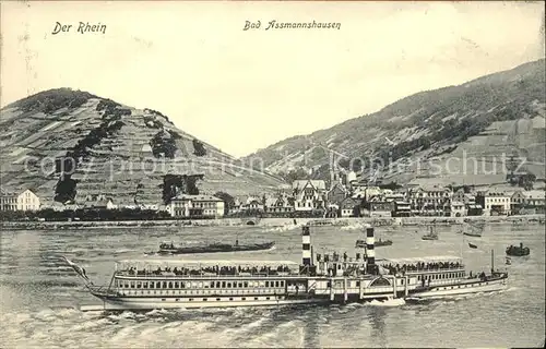 Dampfer Seitenrad Bad Assmannshausen Rhein Kat. Schiffe