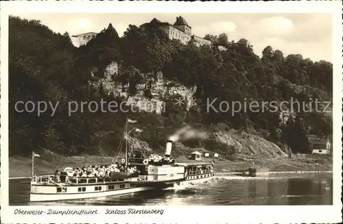 Dampfer Seitenrad Oberweser Dampfschifffahrt Schloss Fuerstenberg  Kat. Schiffe