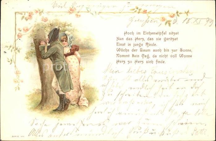 Paare Poesie Gedicht Baum Ritzen Kat Poesie Nr Ka Oldthing Ansichtskarten Unsortierte Motivkarten