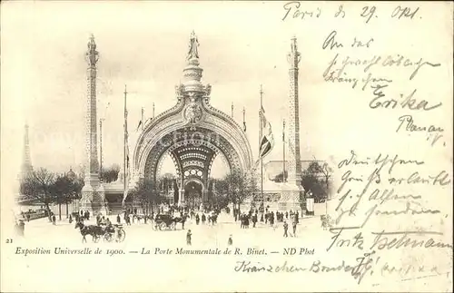 Exposition Universelle Paris 1900 Porte Monumentale de R. Binet  Kat. Expositions
