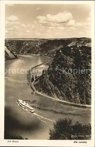 Foto Kratz Nr. 684 Loreley Dampfer Rhein Kat. Fotografie