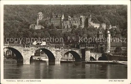 Foto Kellner Rolf Nr. 1295 Heidelberg Schloss und alte Neckarbruecke Kat. Fotografie