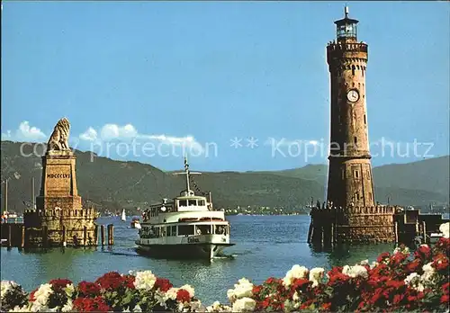 Leuchtturm Lighthouse Dampfer Hafen Lindau im Bodensee  Kat. Gebaeude