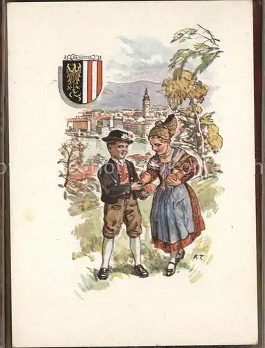 Trachten Oberoesterreich Wappen Klaner Karte  Kat. Trachten