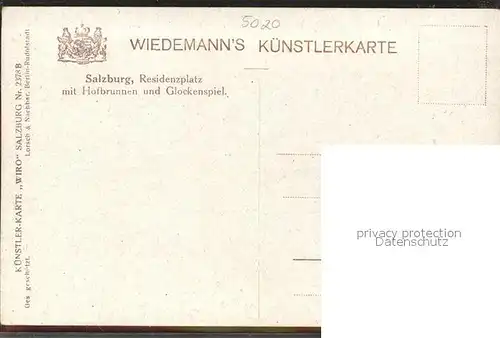 Verlag Wiedemann WIRO Nr. 2378 B Salzburg Residenzplatz Hofbrunnen Glockenspiel Kat. Verlage