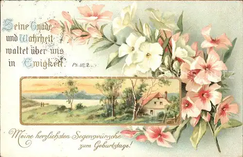 Gedicht auf AK Kirche Blumen Geburtstag Kat. Lyrik