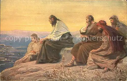 Kuenstlerkarte die heilige Schrift Jesus weint ueber Jerusalem Kat. Kuenstlerkarte