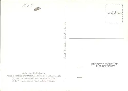 Kuenstlerkarte Musikportraets Georges Bizet Kat. Kuenstlerkarte