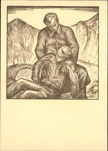 Kuenstlerkarte Soldaten Hans Franke barmherzige Samaritan Kat. Kuenstlerkarte