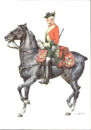 Militaria Uniformen Koenigreich England 1742 Dragoner Kuenstlerkarte Kat. Uniformen