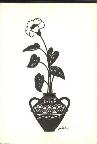 Scherenschnitt Schattenbildkarte Blume Vase Scherenschnitt / Besonderheiten /