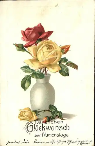 Namenstag Namenskarte Rosen Vase /  /