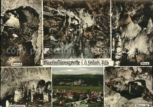 Hoehlen Caves Grottes Maximiliansgrotte fraenk. Alb Eisberg kl. See Kat. Berge