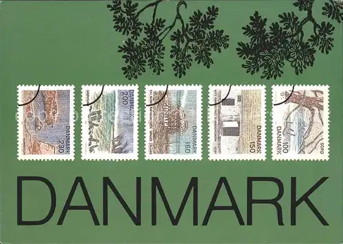 Briefmarke auf Ak Danmark Kat. Besonderheiten