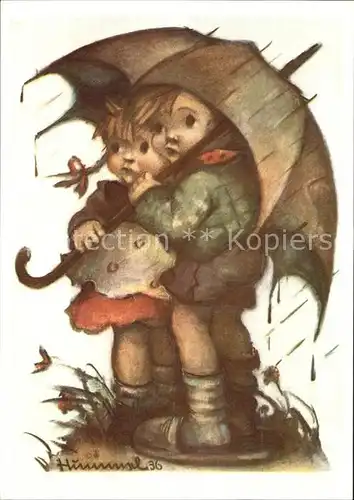 Hummel Nr. Regenschirm Kinder Kat. Kuenstlerkarte