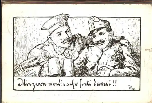 Bier Zeichnung Soldaten Kat. Lebensmittel