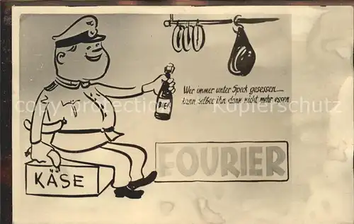 Bier Zeichnung Fourier Soldat Kaese Speck Kat. Lebensmittel