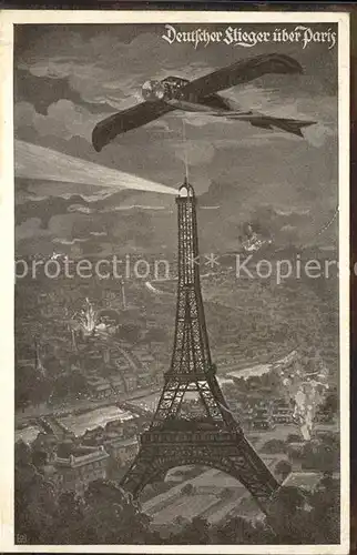 Flugzeuge Militaria Deutscher Flieger Paris Eiffelturm Kat. Flug