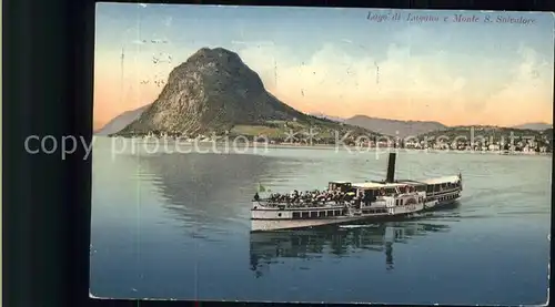 Dampfer Seitenrad Lago di Lugano Monte S. Salvatore Kat. Schiffe