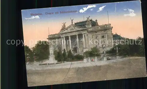 Theatergebaeude Schillerdenkmal Wiesbaden Kat. Gebaeude