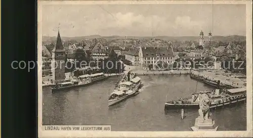 Hafenanlagen Lindau Leuchtturm Bodensee Kat. Schiffe