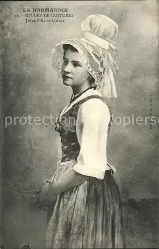 Trachten Frankreich Types et Costumes Normands Jeune Fille de Lisieux Kat. Trachten