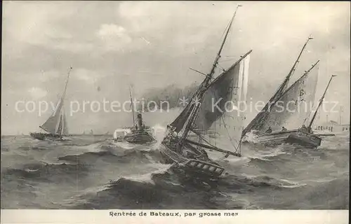 Segelboote Rentree de Bateaux par grosse mer Kat. Schiffe