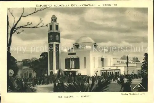 Exposition Internationale Paris 1937 Algerie Minaret  Kat. Expositions