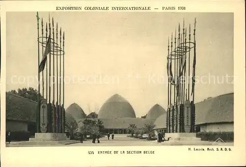 Exposition Coloniale Internationale Paris 1931 Entree de la section Belge  Kat. Expositions