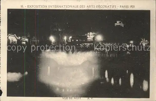 Exposition Arts Decoratifs Paris 1925 Vue de Nuit  Kat. Expositions