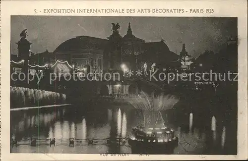 Exposition Arts Decoratifs Paris 1925 Vue de nuit  Kat. Expositions