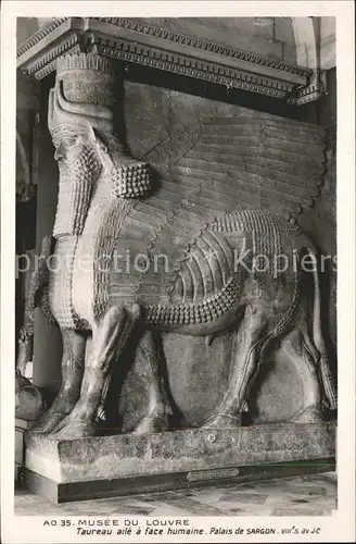 Skulpturen Taureau aile a face humaine Palais de Sargon Musee du Louvre  Kat. Skulpturen
