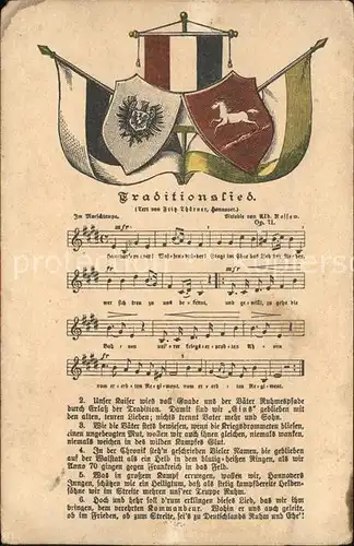 Liederkarte Traditionslied Wappen Schwarz Weiss Rot  Kat. Musik