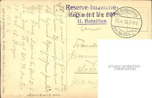 Wilhelm II Orden Pickelhaube Stempel Reserve Infanterie Regiment Nr. 207 II. Bataillon Kat. Persoenlichkeiten