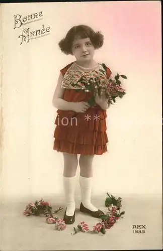 Verlag REX Nr. 1933 Neujhar Kind Maedchen Blumen