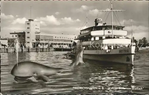 Dampfer Binnenschifffahrt MS Austria Hafenbahnhof Friedrichshafen Bodensee Walfisch  Kat. Schiffe