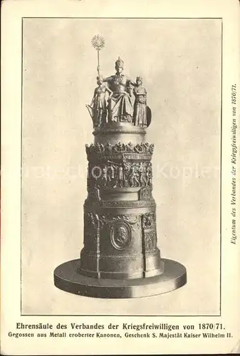Wilhelm II Ehrensaeule Kriegsfreiwillige  Kat. Persoenlichkeiten
