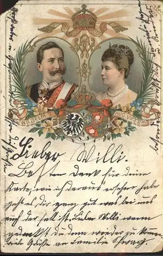 Adel Preussen Wilhelm II. Auguste Victoria Krone Wappen  Kat. Koenigshaeuser