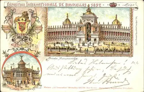 Exposition Internationale Bruxelles 1897 Arcade Monumentale Section Etrangeres 