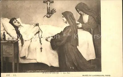 Nonnen Gebet Rosenkranz Kuenstlerkarte Wentworth La Foi Nr. 121  Kat. Religion