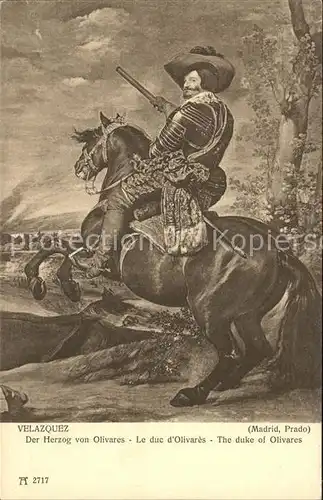 Kuenstlerkarte Velazquez Herzog von Olivares Nr. 2717 Pferd  Kat. Kuenstlerkarte