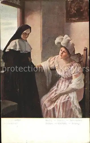 Nonnen Kuenstlerkarte K. Engelhardt Schwestern Nr. 1005 Kat. Religion