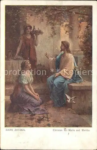 Zatzka H. Christus bei Maria und Martha Nr. 512 Kat. Kuenstlerkarte