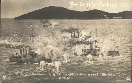 Marine WK1 Der deutsche Seekrieg S.M.S. Karlsruhe Kreuzer England  Kat. WK1