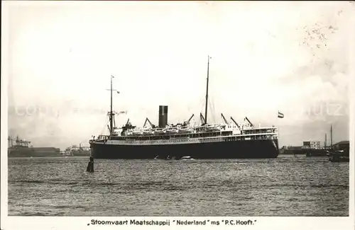 Dampfer Oceanliner Maatschappii Nederland MS P.C. Hooft Kat. Schiffe