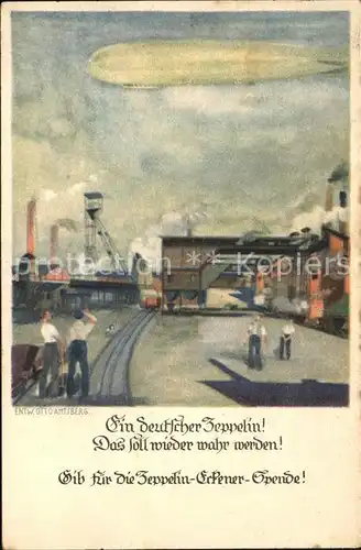Zeppelin Zeppelin Eckener Spende Kuenstlerkarte Otto Amisberg Kat. Flug