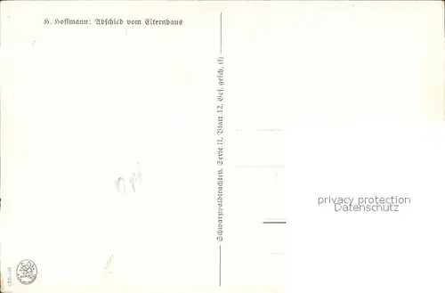 Hoffmann Heinrich Abschied vom Elternhaus Trachten Schwarzwald Pferdekutsche  Kat. Kuenstlerkarte