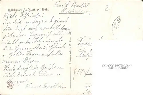 Hoffmann Heinrich Auf sonniger Hoehe Nr. 0024 Schwarzwaldhaus Gaense Huehner  Kat. Kuenstlerkarte