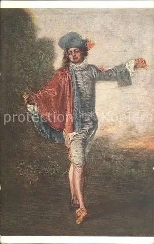 Kuenstlerkarte Alte Kuenstler Watteau Antoine Taenzer  Kat. Kuenstlerkarte