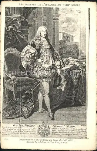 Kuenstlerkarte Alte Kuenstler Joachim Francois Bernard Potier Van Loo ND Phot. Nr. 274 Kat. Kuenstlerkarte
